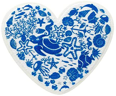 Mono Quick RECYCL-PATCH, Bügelbild, Applikationen aus recycelten PET Flaschen - THINK GREEN (16007 - Herz Wasserwelt)