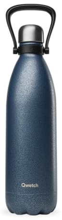 Qwetch - Bouteille Isotherme Originals ROC 1L Blue Navy - Revêtement Anti-Rayures Ultra Résistant - 24h Froid / 12h Chaud - Étanche, Poignée Intégrée, Lavable au Lave-Vaisselle - Gourde Inox Durable