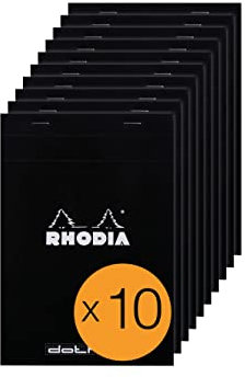 Rhodia 16559C - Packung mit 10 Notizblöcken No.16, DIN A5 80 Blätter Dot-Lineatur 80g, Schwarz, 1 Pack
