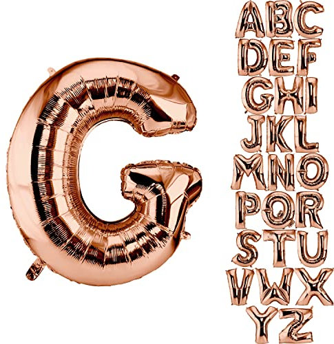 DekoRex palloncino in foil oro rosa 100cm compleanno palloncino celebrazione matrimonio (lettera G)