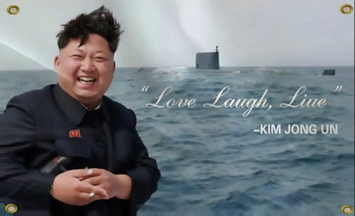 ANCONINE Kim Jong Un Flagge, 90 x 152 cm, Banner für Studentenwohnheim und Flaggen mit 4 Messingösen für die Wand, stabile Doppelnähte und hochwertiges Polyester.