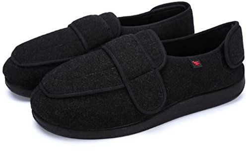 Diabetiker Schuhe Damen Extra Weit, Winter Warme Komfort Arthritis Ödem Diabetische Schuhe mit verstellbarem Klettverschluss, Damen Diabetes Schuhe Für Geschwollene Füße Ältere Menschen,Black-43