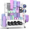 Mythinglogic Yoga Matte Regal, Yogamatte Organizer für Hanteln, Faszienrolle, Kettlebell und Yoga Block, Zuhause und Fitnessstudio Lagerregal Sportgeräte standregal