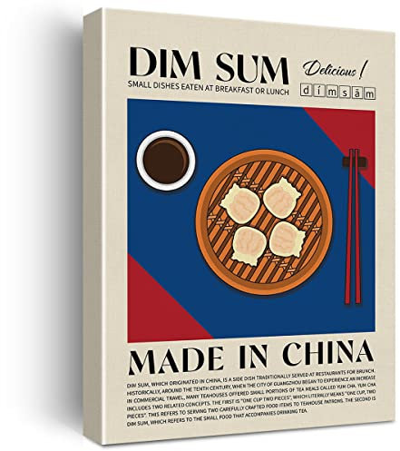 Moderne Küche Wanddekoration Kunst Lebensmittel Dim Sum Leinwanddruck gerahmt Retro Ausstellung Gemälde Einweihungsparty Poster für Zuhause Küche Wand & Tischdekoration