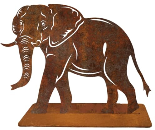 Terma Stahldesign Edelrost Gartenstecker Figuren Handmade Germany, tolle gartendeko aus Rost-Metall, deko rostoptik, Rostfiguren Tiere, rostfiguren Garten, Rostdeko (Elefant)