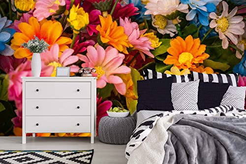 Vlies Fototapete BUNTER BLUMENSTRAUß 375 x 250 cm (inkl. Kleister) - Vlies Tapete, Wandtapete, Wandbilder - Tapete für Wohnzimmer Schlafzimmer, Büro, Küche - Montagefertig