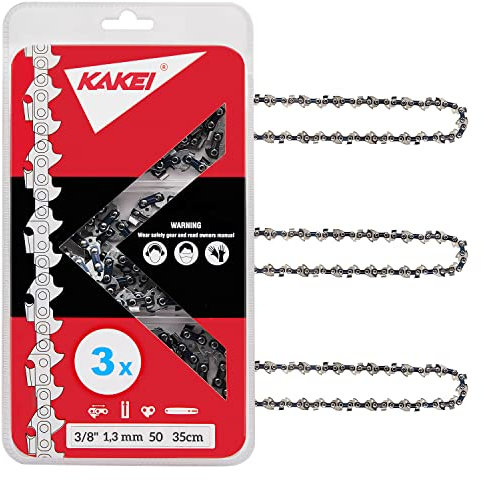 KAKEI Sägeketten 3/8 1,3mm 50 TG 35 cm - 3 Stück - kompatibel mit Stihl MS180 MS211 MS230 Motorsägen und andere