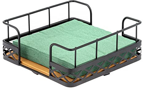 bremermann Serviettenhalter für 33x33 Servietten, aus Bambus mit hohem Metallrand, Serviettenspender, ca. 19x8x19cm