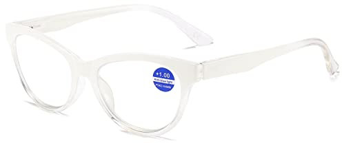VEVESMUNDO Damen Lesebrillen Anti Blaulicht Vintage Katzenaugen Kunststoff Modern Blaulichtfilter Lesehilfe Sehhilfe Brillen +1.0,+1.5,+2.0,+2.5,+3.0,+3.5 (1 Stück Weiß Lesebrille, 2.0)