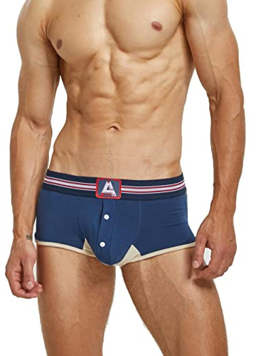 BEEMEN SEOBEAN Herren Boxershorts Low Rise Baumwolle Casual Männer Unterhose Retroshorts Trunks Dunkelblau XXL
