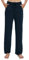 EXCHIC Damen Freizeit Elastische Gerades Bein Hose Lounge Mittel Taille Weite Yoga Hosen mit Taschen(M, Navy Blau)