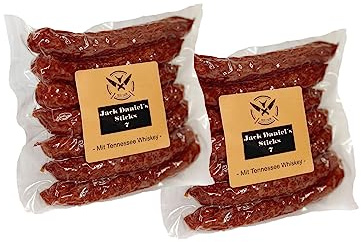 Original WHISKEY STICKS mit Jack Daniels als Zutat | 2x180 Gramm 14 Salami-Stangen | eigene Herstellung | Männergeschenk | Pfefferbeißer | Rauchpeitschen