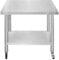 Tavolo da cucina in acciaio inox per la preparazione dei cibi con 4 ruote piroettanti con 2 freni e 4 piedini adattabili Ripiano inferiore regolabile 3 posizioni Portata 160 kg 76cm x 90cm x 86cm