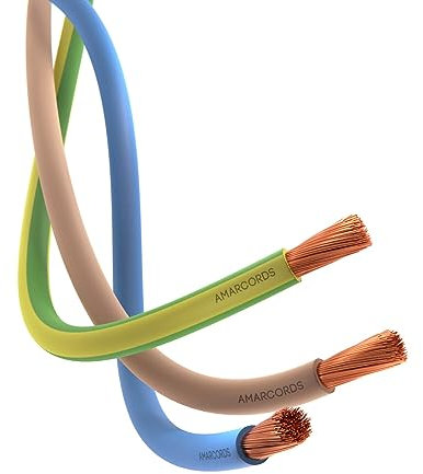 Amarcords - Matassina Unipolare 3 Cavi elettrici sezione 3x2,5mm colore B-M-GV. Cordine unipolari FS17 blu marrone giallo/verde, 50 metri