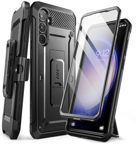 SUPCASE für Samsung Galaxy S23 FE Hülle Outdoor Handyhülle Bumper Case Rugged Schutzhülle Cover [Unicorn Beetle Pro] mit Integriertem Displayschutz und Ständer, Gürtelclip (Schwarz)