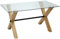 DRW Table de Salle à Manger en Bois MDF et Verre Naturel et Transparent 150 x 80 x 76 cm, 150x80x76cm