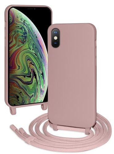 FERLAN Silikon Handykette für iPhone XS Max Hülle mit Band,Stylische Verstellbarer Halskette Handyhülle,Necklace (abnehmbar) Hülle mit Band,Handyhülle für zum Umhängen,Sandpulver