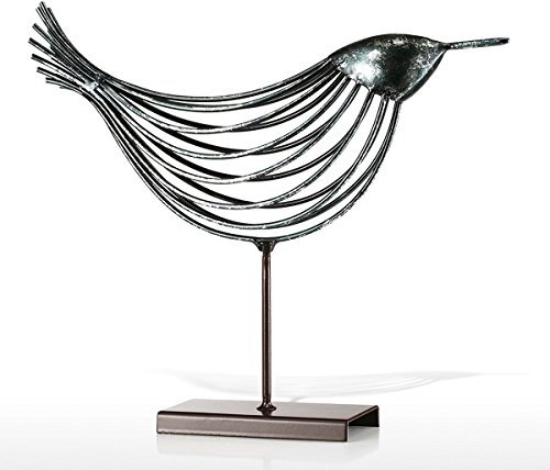 EAUSO Uccello in filo di ferro, uccello in filo di ferro scultura in metallo decorazione della casa scultura creativa uccello verde scuro (Color : Dark Green)