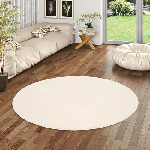 Pergamon Luxus Super Soft Hochflor Langflor Teppich Rund Flauschig Weich Wohnzimmer Schlafzimmer Silky Creme