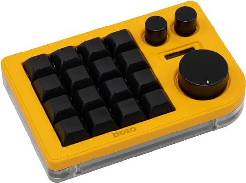 CutiePcs DOIO KB16 Aluminium-Makro-Pad Megalodon Triple Knob, VIA-kompatibel, Mini-Tastatur für Designer (Gelb)