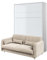 MEBLINI Schrankbett mit Sofa Bed Concept - Wandbett mit Lattenrost - Klappbett mit Schrank - Wandklappbett - Murphy Bed - BC-01-140x200cm Vertikal - Weiß Hochglanz/Beige