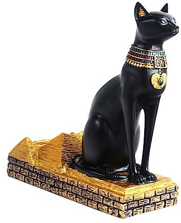 COLLBATH Wine Bottle Holder Resin Egyptian Cat Sculpture for TV Cabinet and Restaurant Display