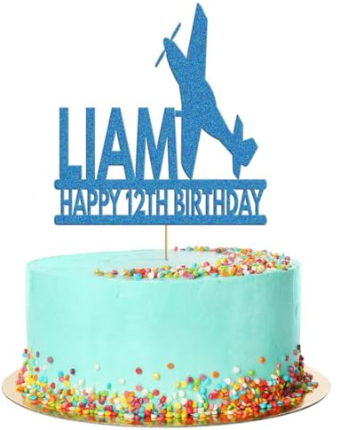 Personalised Aeroplane Birthday Cake Topper Airplane Decoration Any Name & Age