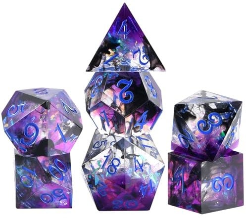OriCraft Dadi Magia Oscura Dungeons and Dragons Dadi Poliedrici per Giochi di Ruolo Mondo Sottomarino Nero D20 Dadi con Angoli Acuti Dadi Magical World 7 Set Dadi di Halloween