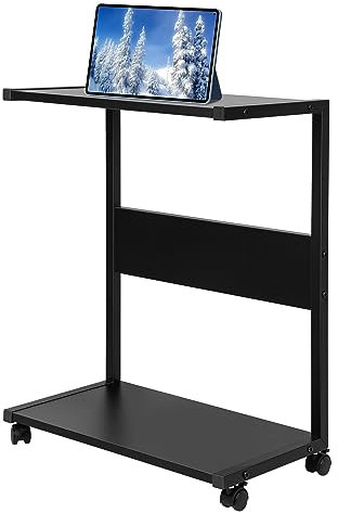 Drumm Table de Lit pour Ordinateur Portable,Table de lit avec Roulette,Réglable en Hauteur, avec roulettes Verrouillables,Bureau Debout, Table d'ordinateur Mobile,Pliable (Noir(49 * 26.5 * 57.5cm))