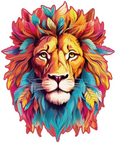 KAAYEE Holzpuzzle Erwachsene Puzzle Holz, Löwe auflösen Wooden Puzzle Unregelmäßige Einzigartige Form Puzzleteile, Holzpuzzle Tierform, Holz Puzzle Mit Geschenkbox Aus Holz