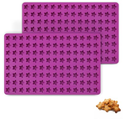 2 Moldes de Silicona Mini Estrella, 112 Cavidades Moldes de Goma de Estrella Pequeña Sin BPA Pequeños Moldes para Dulces para Hornear Chocolate Galletas Bocadillos Hacer Golosinas para Perros