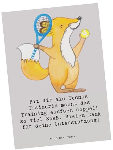 Mr. & Mrs. Panda Postkarte Tennis Trainerin Spaß - Geschenk, beste Tennis Trainerin, Ansichtskarten, Geschenkkarte, Danksagung Trainerin, Einladung,