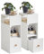 IBUYKE Nachttisch 2er Set, Schmal Beistelltisch mit Schublade, 2 offene Fächer,Kleiner Nachtschrank Platzsparend, für Schlafzimmer, Wohnzimmer,Arbeitszimmer,weiß WNS006W-2