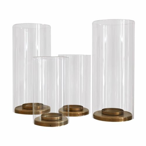 Loberon Windlicht 4er Set Kriven, Messing/klar