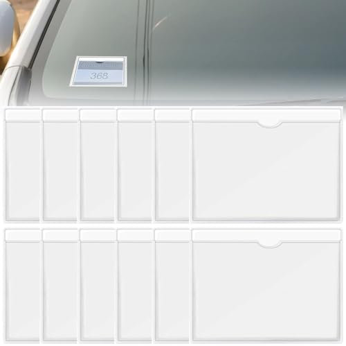 12 Pièces Parking Ticket Clip Auto, Ticket de Stationnement Pochettes Titulaire de Permis, 16X22cm, Support Carte Handicapé Pare Brise, pour Pare-Brise Voiture Les Permis, Badges et Passeports