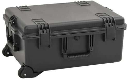 vidaXL Koffer für Flugreise Tragbar Schwarz 62,5x50x28,5 cm PP, Koffer, Hartschalenkoffer, Werkzeugkasten, Transportkoffer mit Schaumstoff