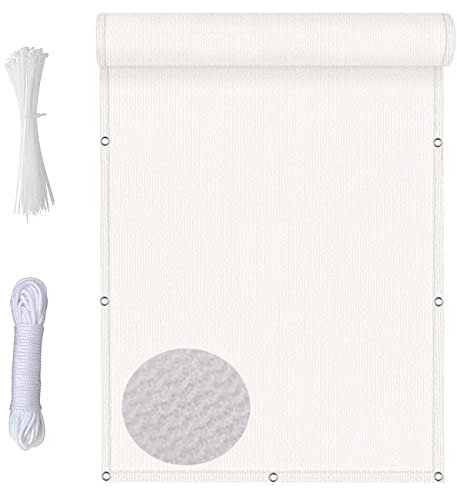 Voile d'ombrage blanche de 3,5 x 3,8 m - Brise-vue pour balcon, jardin, terrasse, extérieur avec attaches de câble, protection UV et tissu respirant