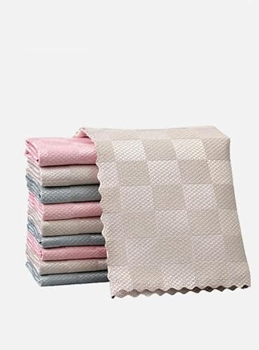 MEKPAM 15 Trapos Espesados ​​con Escamas De Pescado para Limpiar Vidrios Sin Dejar Rastros, Estropajos Que Absorben Agua Y No Sueltan Pelusas.