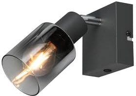 meineWunschleuchte Kleiner Wandstrahler 1-flammig mit Glas Lampenschirm Chrom, Höhe 9cm