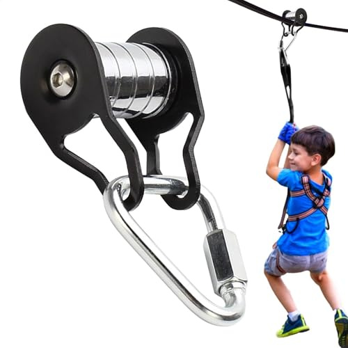 Outdoor Slider Slacklines Riemenscheibe - Stahlseilschieber, 200 kg Ladungskapazitätsreuchlichkeit | Innenhof und Park starken starken Tragvorgänge mit 5 Walzen, multifunktionaler Trainingsscheibe
