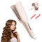KUWUNG 32MM Ceramic Curling Wand - 3 Barrel Beach Wave Hair Curler with Adjustable Temp (160°C-220°C), Anti-Scald Design & Travel Lock | Frizz-Free Waves for All Hair Types | Kirschblüte Rosa