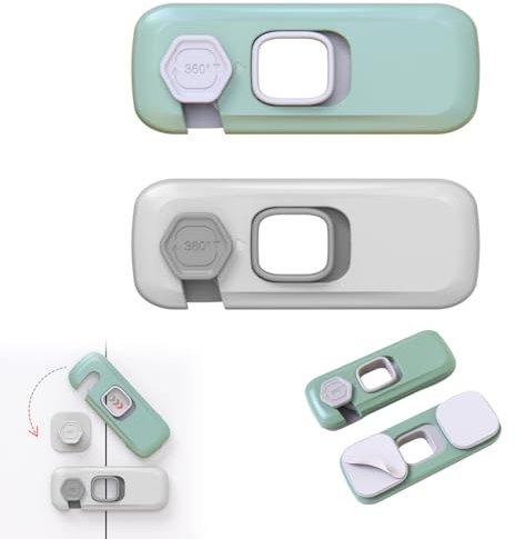 GGUFAY 2 Cerraduras de Seguridad Infantil Extra Fuertes, Pestillo Puerta Sin agujeros, Kit para Puertas de Frigorífico, Lavadora, Armario, Ventana, Horno y Muebles (Instalación en Segundos)