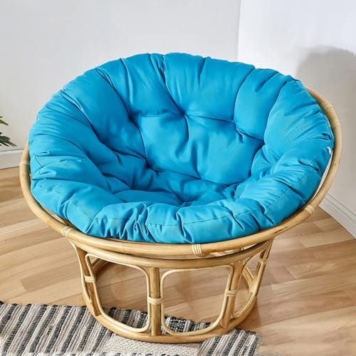 Rund Blau Rattansessel Kissen, 70 x 70 cm, wetterfest, weich und bequem, draußen, Garten, Esszimmer und Haushalt