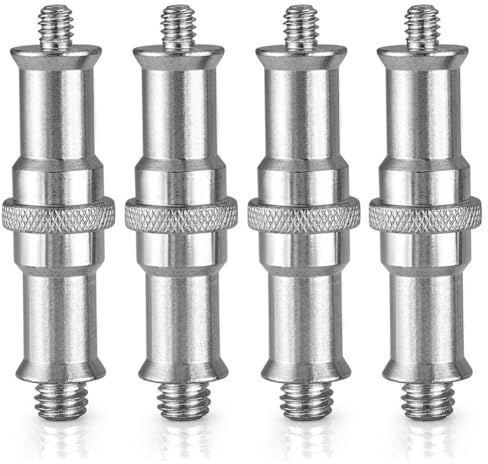 Steowsey 4Pcs 1/4Inch a 3/8Inch Maschio Adattatore Filettatura Doppia Estremità Spigot Stud Adattatore Maschio Fotocamera Vite Fotografia Strumento Manuale