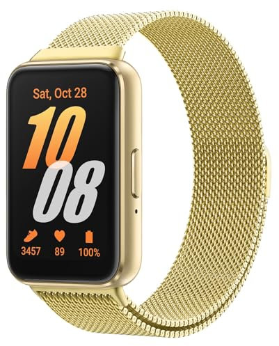 Astorgos Cinturino in Metallo Compatibile con Samsung Galaxy Fit 3, Cinturino Magnetico in Acciaio Inossidabile, Loop in Maglia Milanese per Donna Uomo, Oro
