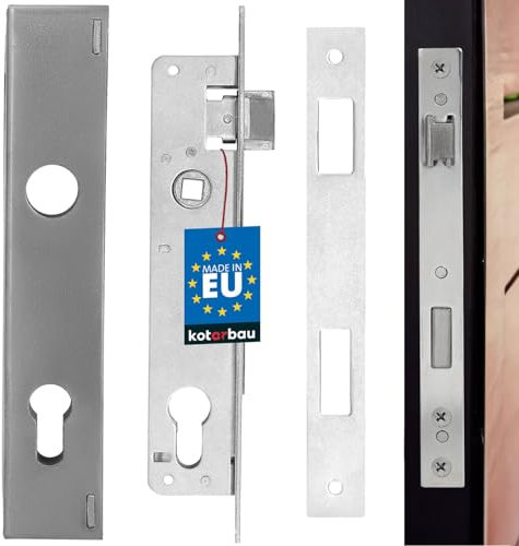 KOTARBAU® Serrure à larder pour portes - Insert en acier 90/20 mm + boîtier en acier galvanisé droite et gauche - Serrure de porte de chambre - Serrure encastrée universelle