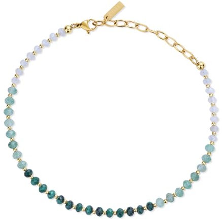 COAI Bracelet de Cheville Femme, Bracelet Malachite/Aventurine Verte/Pierre de Lune