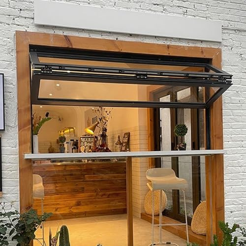 Finestre con telaio in alluminio per concessioni, finestre di servizio con tapparelle, finestre scorrevoli pieghevoli, finestre in alluminio per case mobili, finestre a ghigliottina con fiori(Black,20