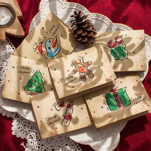Yohuork 12 Weihnachtskarten Grußkarten Weihnachten Set A4 Klappkarten Frohe Weihnachten inklusive Naturkuverts Karten Merry Christmas Merry Christmas aquarell Coole Weihnachtspostkarten mit Sprüche