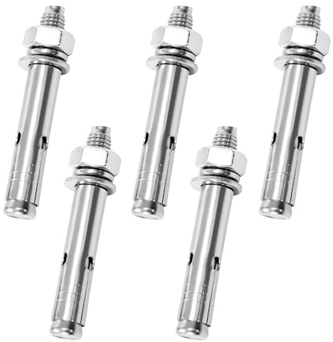 Tunejoy Boulons à Expansion Hexagonaux M10x70 Boulons D'ancrage 304 Inoxydable Cheville à Béton Lourd Devoir Métallique pour Mur Béton Brique 5 Pièce